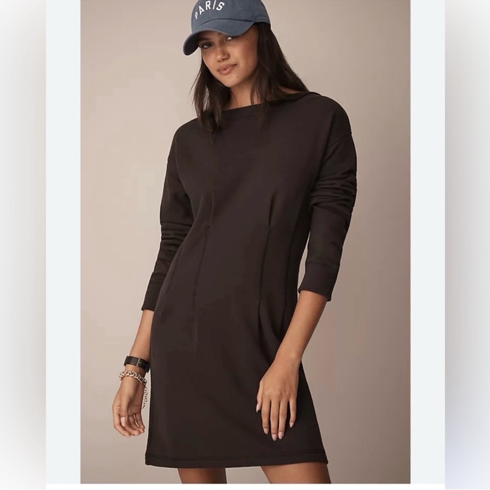Nation LTD Ronni Sweatshirt Dress NWT Black Long Sleeve Casual Mini Size S
